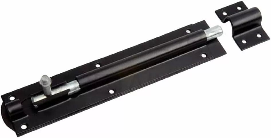 Steel Sliding Tower Door Bolt 300mm x 48mm (12 Inch) Black