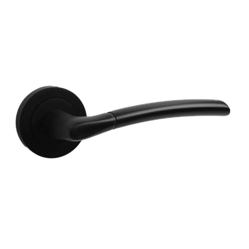 ONYX Design IOS Lever on Rose Door Handle in Matt Black for Internal Doors