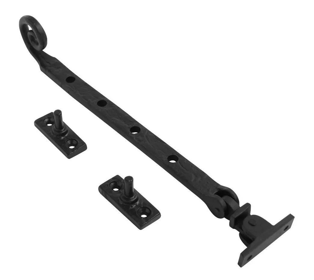 Black Antique Casement Stay Curly Tail Black Antique Window Furniture 250 mm