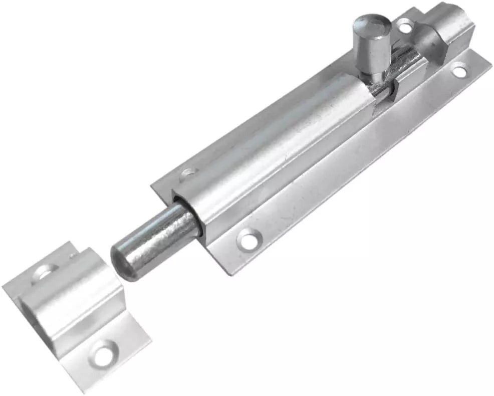 Barrel Bolt Straight Satin Anodised Aluminium with Doorstop Pack of 1