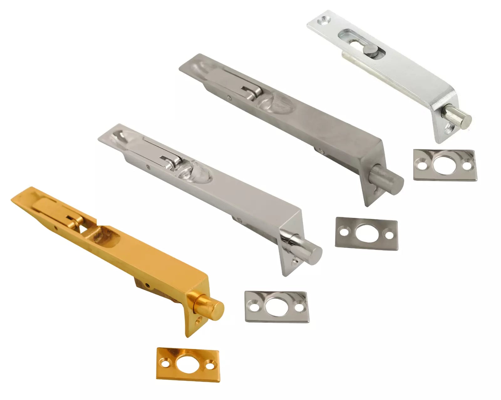 Sliding Lever Action Flush Bolt Sprung Door Bolt Slide Bolt Brass or Chrome