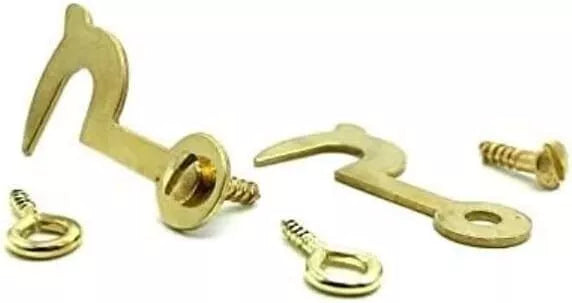 2 x Side Hooks & Eyes 35MM Cupboard Door Catch Box Dolls House Latch & Screws