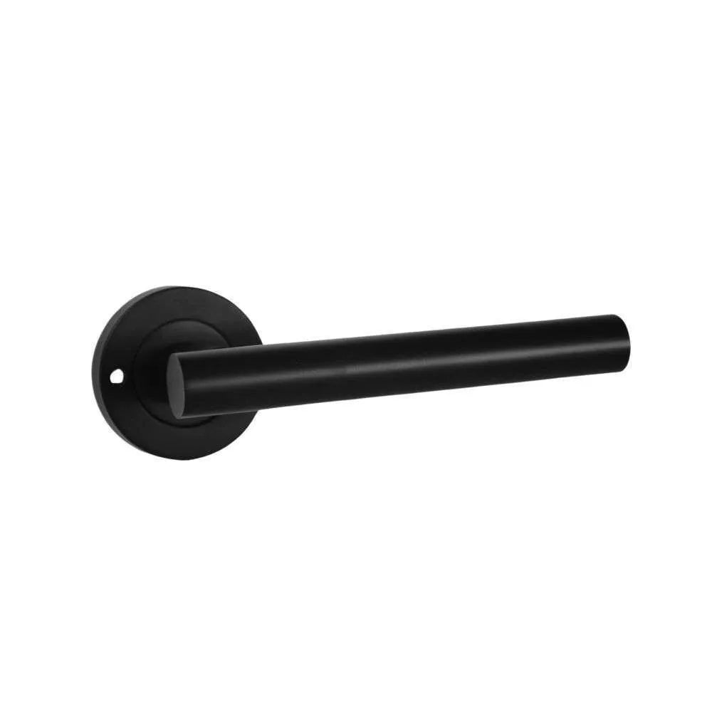 Dzina Laurel Push Button Privacy Lever on Rose Door Handle