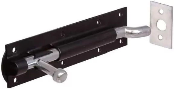 Steel Sliding Tower Door Bolt Necked 200mm x 48mm (8 Inch) Black, Pack of 1