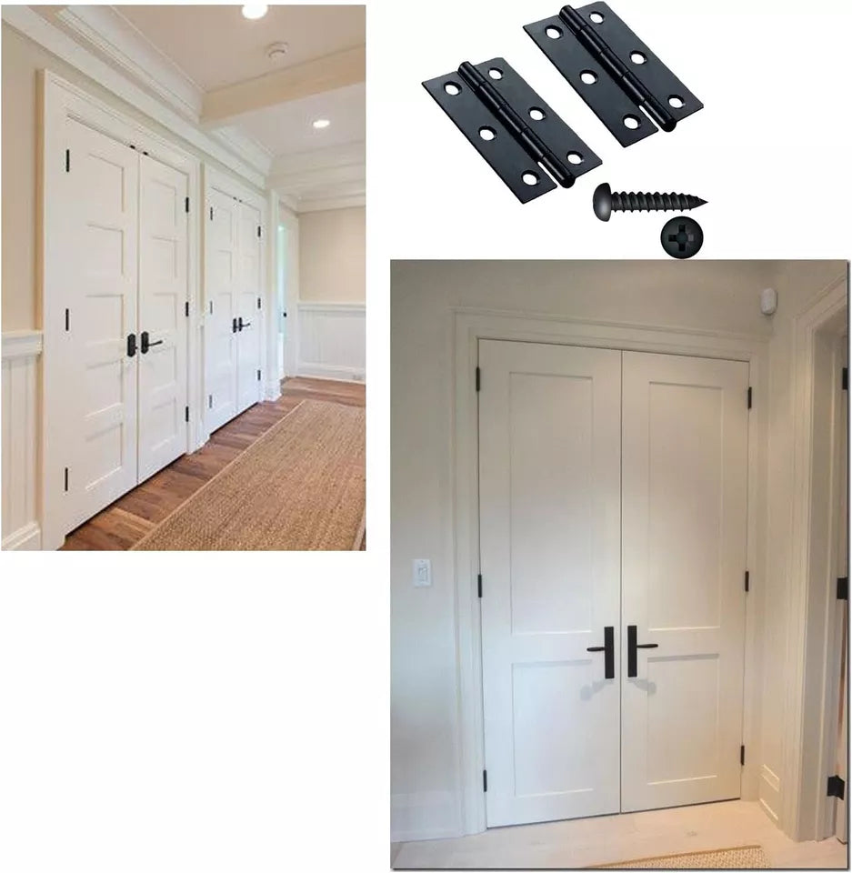 Fleur de LYS Lever Lock Door Handle and Hinges Set, Antique Black, 1 Set