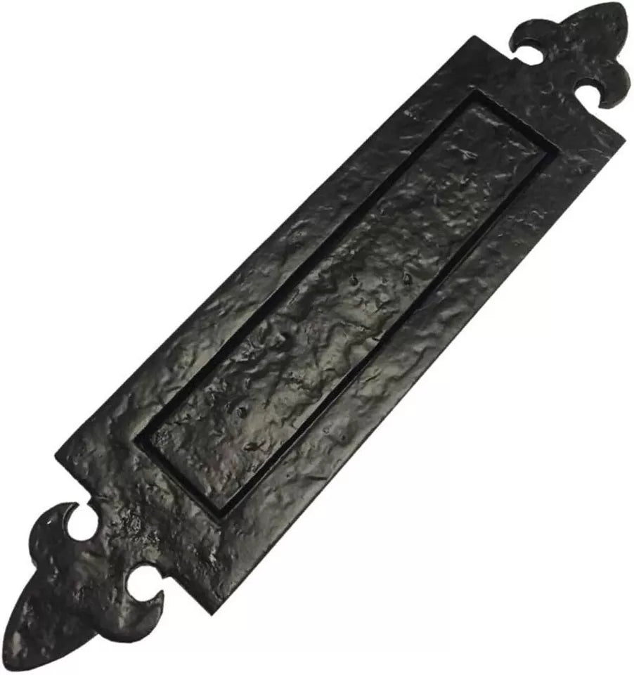 Fleur de LYS Door Fittings Handle, with Iron Letter Box Plate, Cylinder Pull