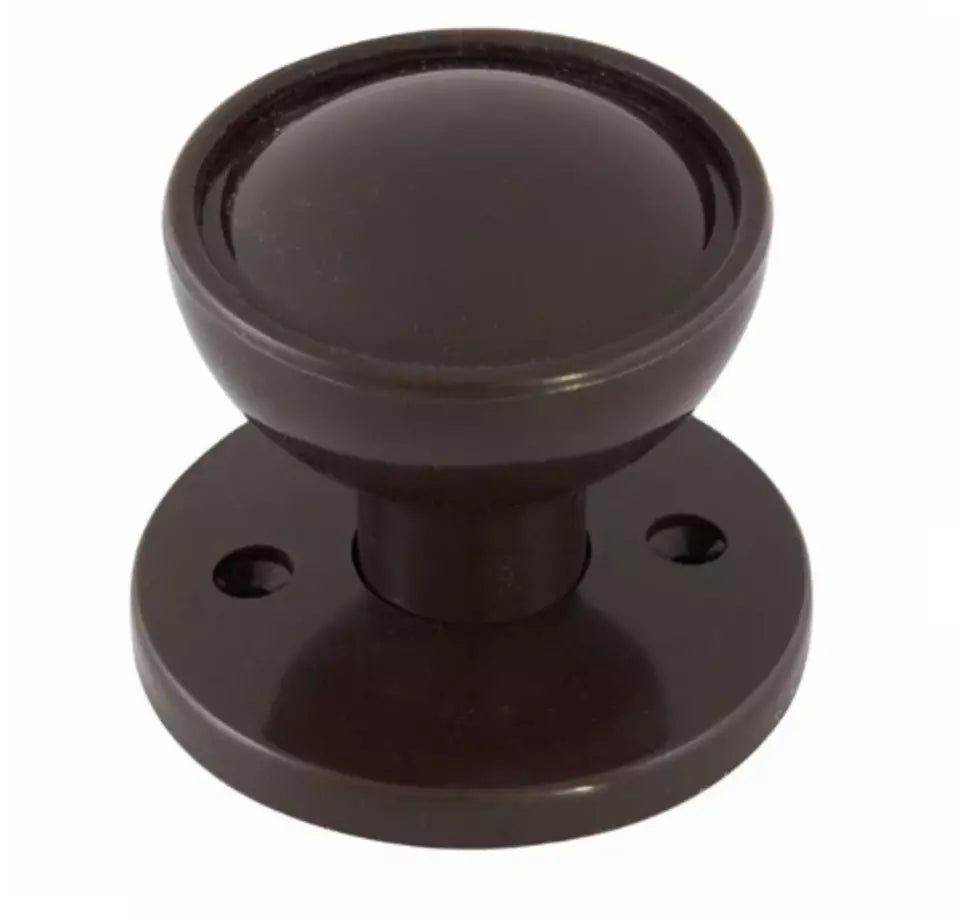 Rim / Mortice Plastic Door Knob Set Brown, Black or White For Shed Gate Door