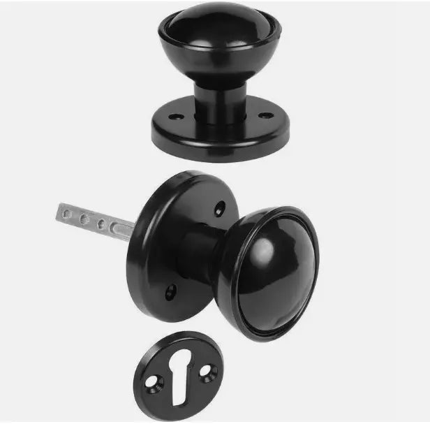 Rim / Mortice Plastic Door Knob Set Brown, Black or White For Shed Gate Door