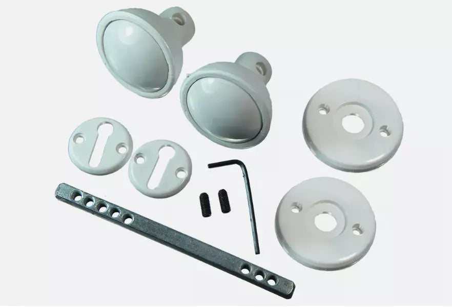 Rim / Mortice Plastic Door Knob Set Brown, Black or White For Shed Gate Door