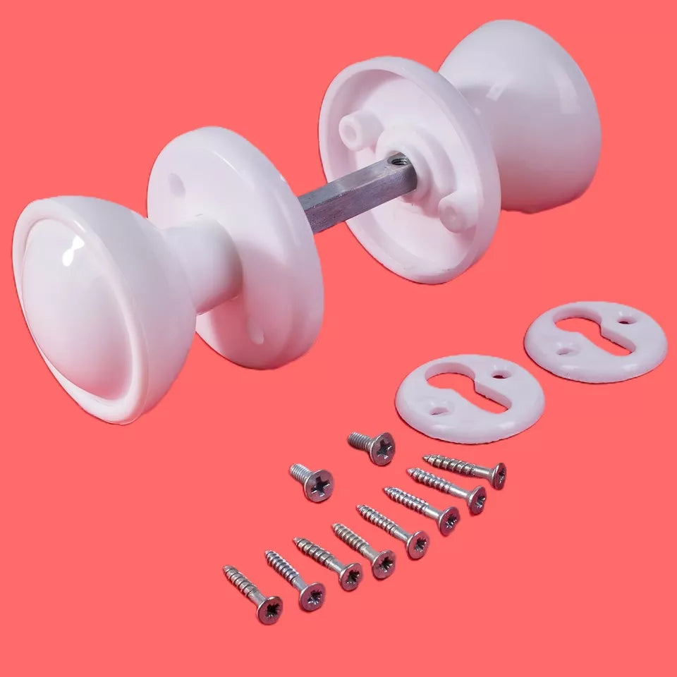 Rim / Mortice Plastic Door Knob Set Brown, Black or White For Shed Gate Door