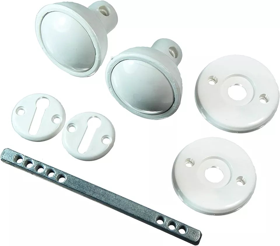 Rim / Mortice Plastic Door Knob Set Brown, Black or White For Shed Gate Door