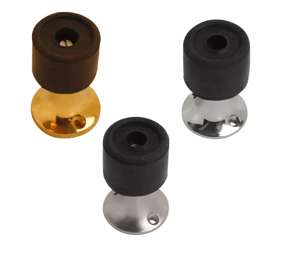 Rubber Door Stops Polished Brass, Polished Chrome or Satin Chrome Finish