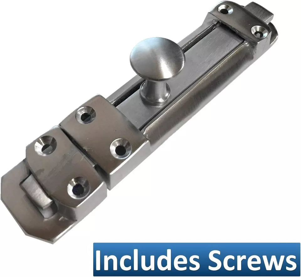 Sliding Surface Door Tower Bolt 95mm x 25mm (4 x 1 Inch) Satin Chrome
