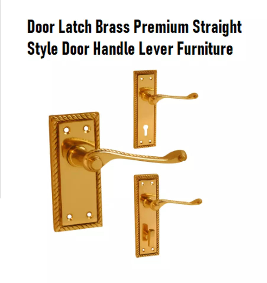 Lever Latch Door Handles Polished Brass Georgian Latch, Lock or Bathroom