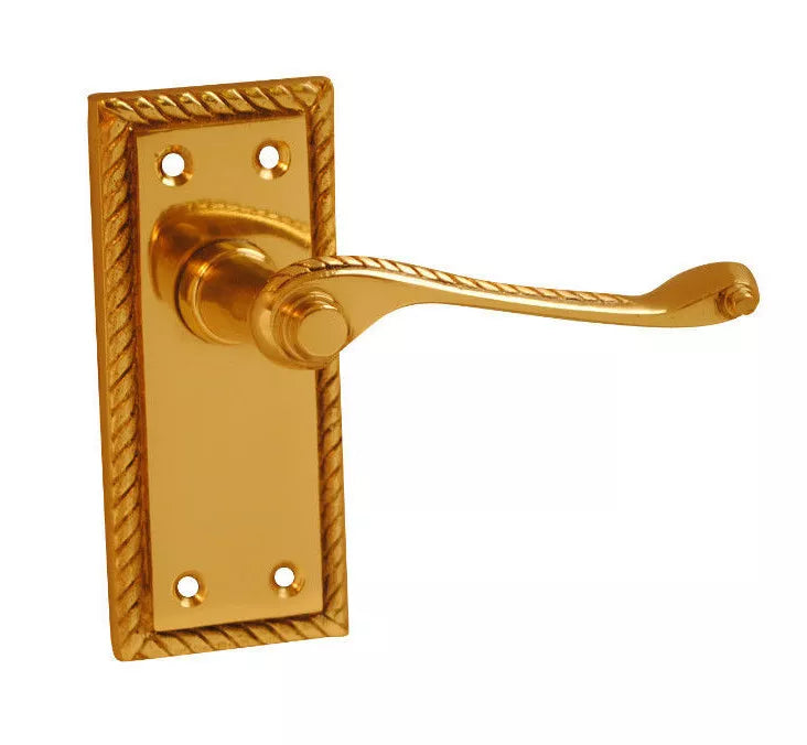 Lever Latch Door Handles Polished Brass Georgian Latch, Lock or Bathroom