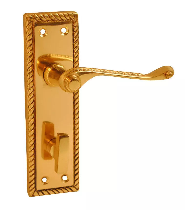 Lever Latch Door Handles Polished Brass Georgian Latch, Lock or Bathroom