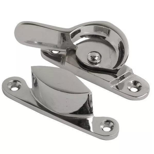 Solid Brass Sash Window Fastener Fitch Fastener Brass, Chrome or Satin Chrome