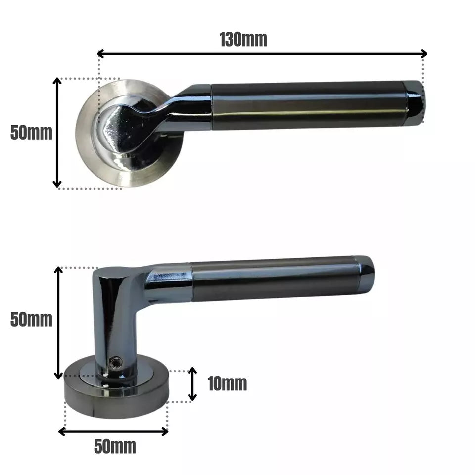 Ithaca Door Handle on Rose Satin Chrome Plated Door Handle Lever