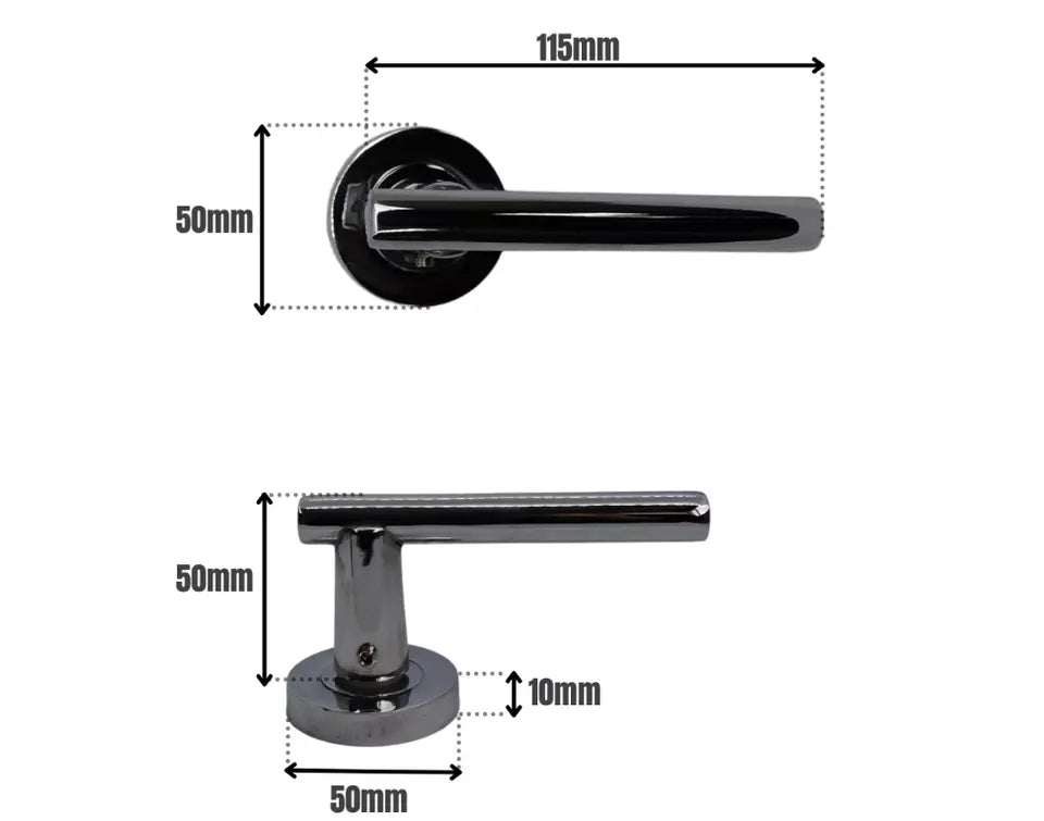 Laurel Internal Door Handle Lever on Rose Chrome or Brass, Satin or Polished