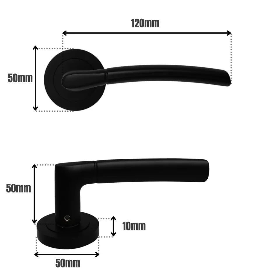 ONYX Design IOS Lever on Rose Door Handle in Matt Black for Internal Doors