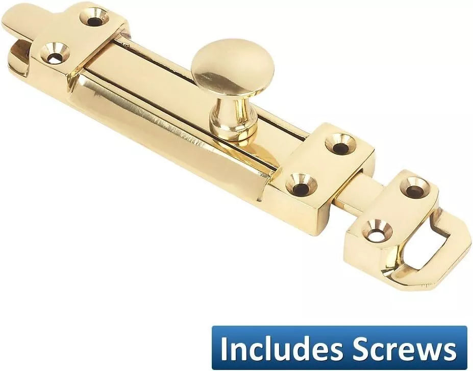 Sliding Surface Door Tower Bolt 200mm x 38mm (8 x 1. 1/2 Inch) Polished Brass