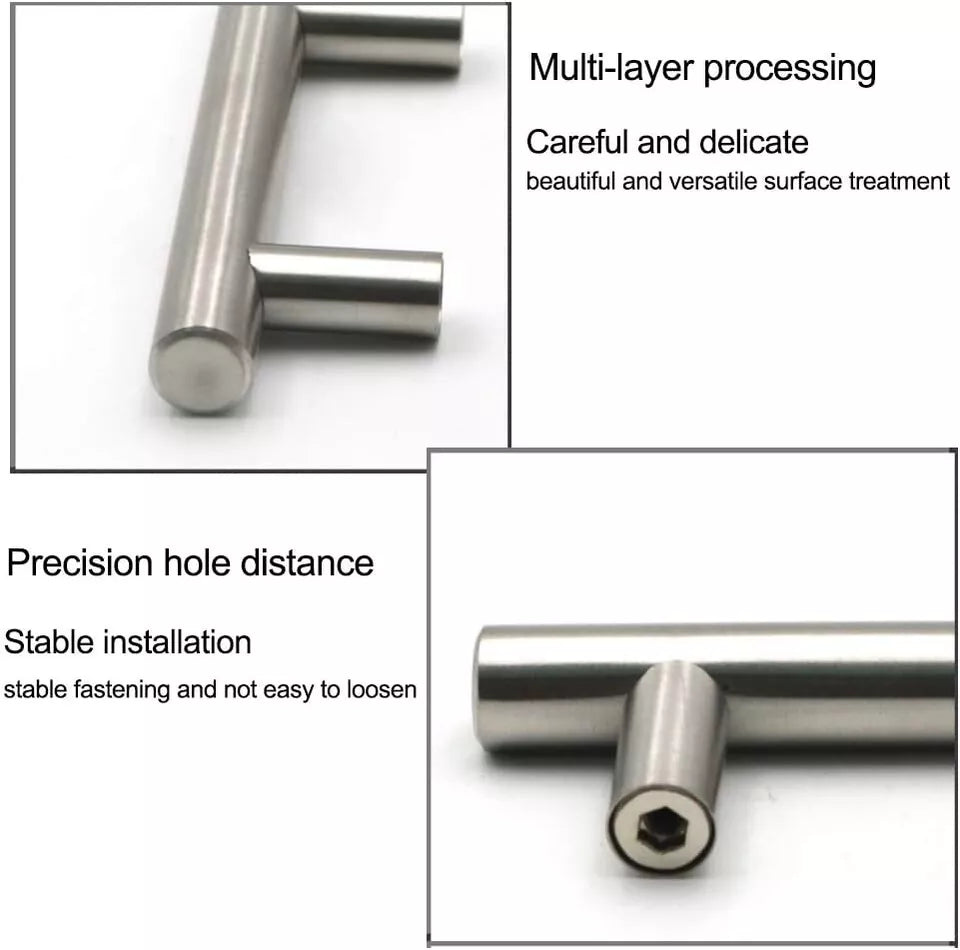 Guardsman Stainless Steel T Bar Large Door Pull Handle Straight Bolt Thru Fixing