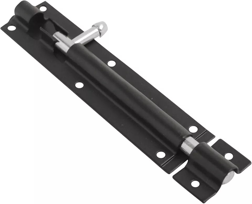 Steel Sliding Tower Door Bolt 250mm x 48mm (10 Inch) Black