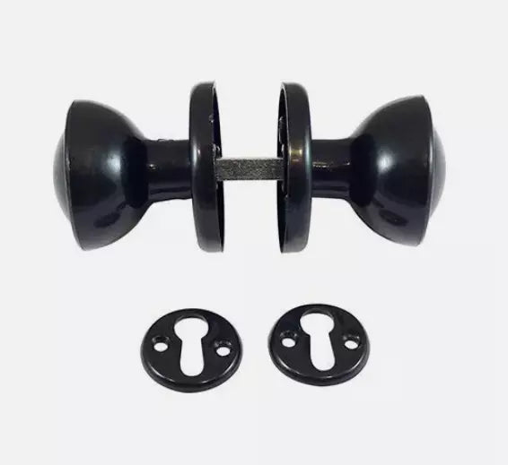 Rim / Mortice Plastic Door Knob Set Brown, Black or White For Shed Gate Door