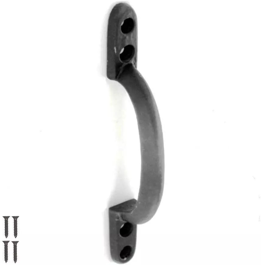 Cast Iron Black Door Pull Handle with Screws - 2 Pack
