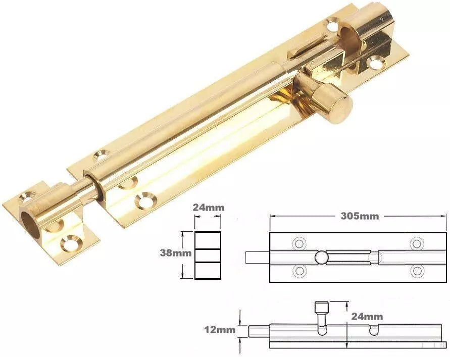 Barrel Bolt Straight Brass