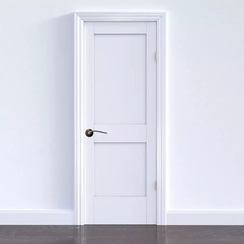 Leon Door Handle on Rose Satin Nickel Plated Door Handle Lever