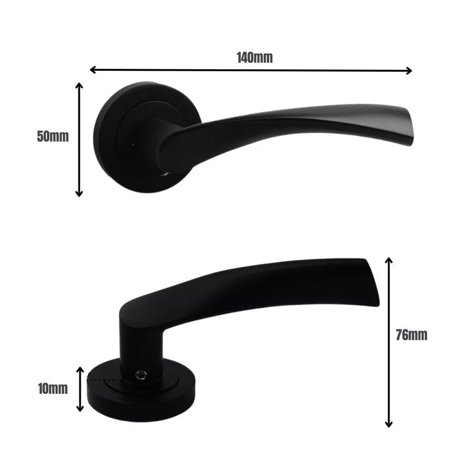 Twirl Lever on Rose Door Handle in Matt Black Finish