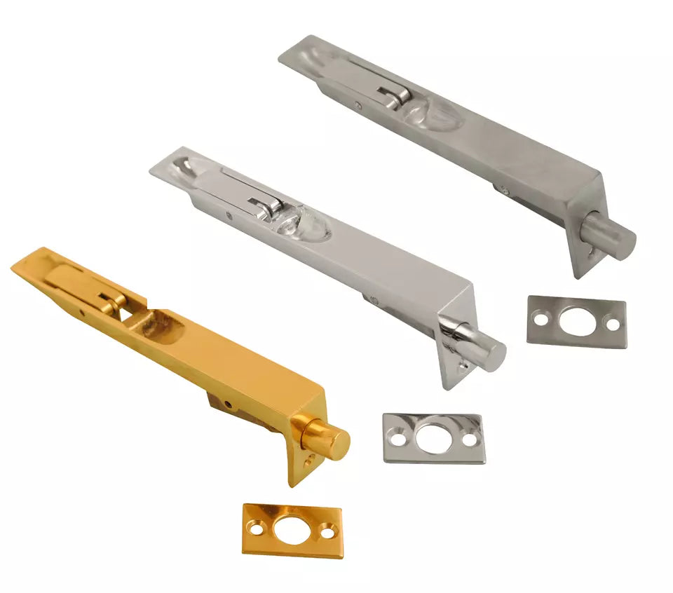 Sliding Lever Action Flush Bolt Sprung Door Bolt Slide Bolt Brass or Chrome