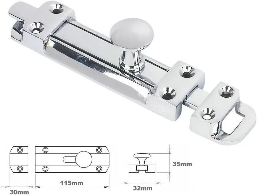 Sliding Surface Door Tower Bolt 150mm x 32mm (6 x 1. 1/4 Inch) Polished Chrome