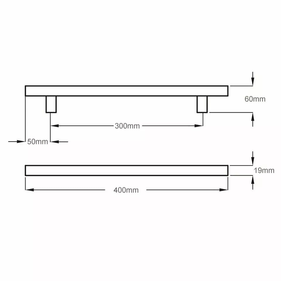 Dzina Guardsman Pull Bar Handle 19mmx400mm (300mm Centres) Pack of 1