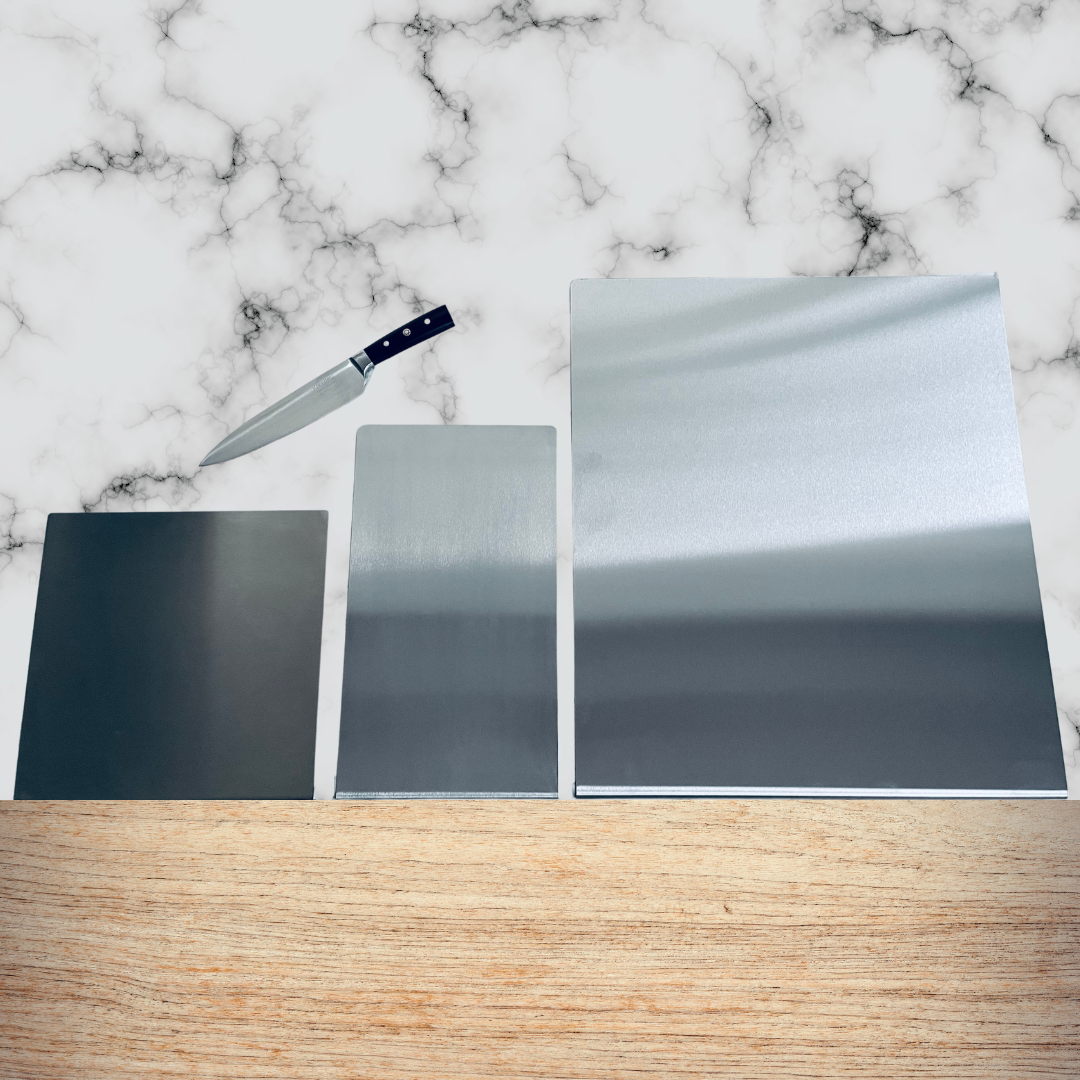 Satin Stainless Steel Chopping Board / Worktop Protector