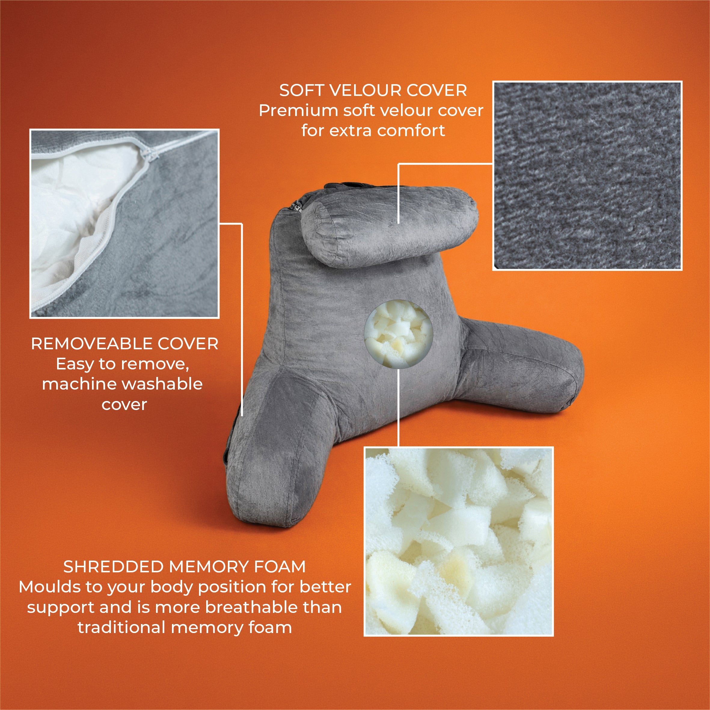 Reading Pillow with Head Rest and Back Support - VG884F