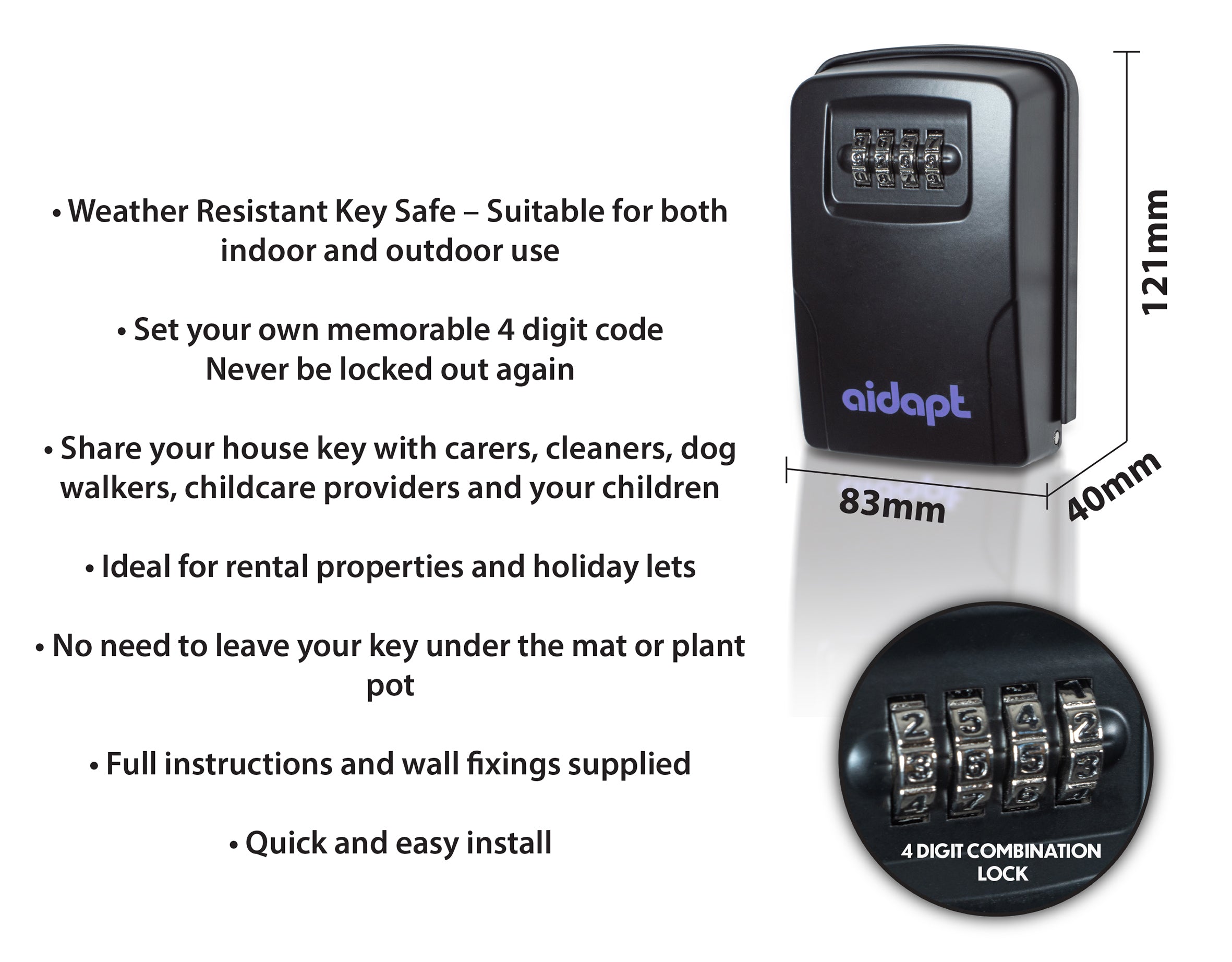 Aidapt Wall Mounted Key Safe - VM844A