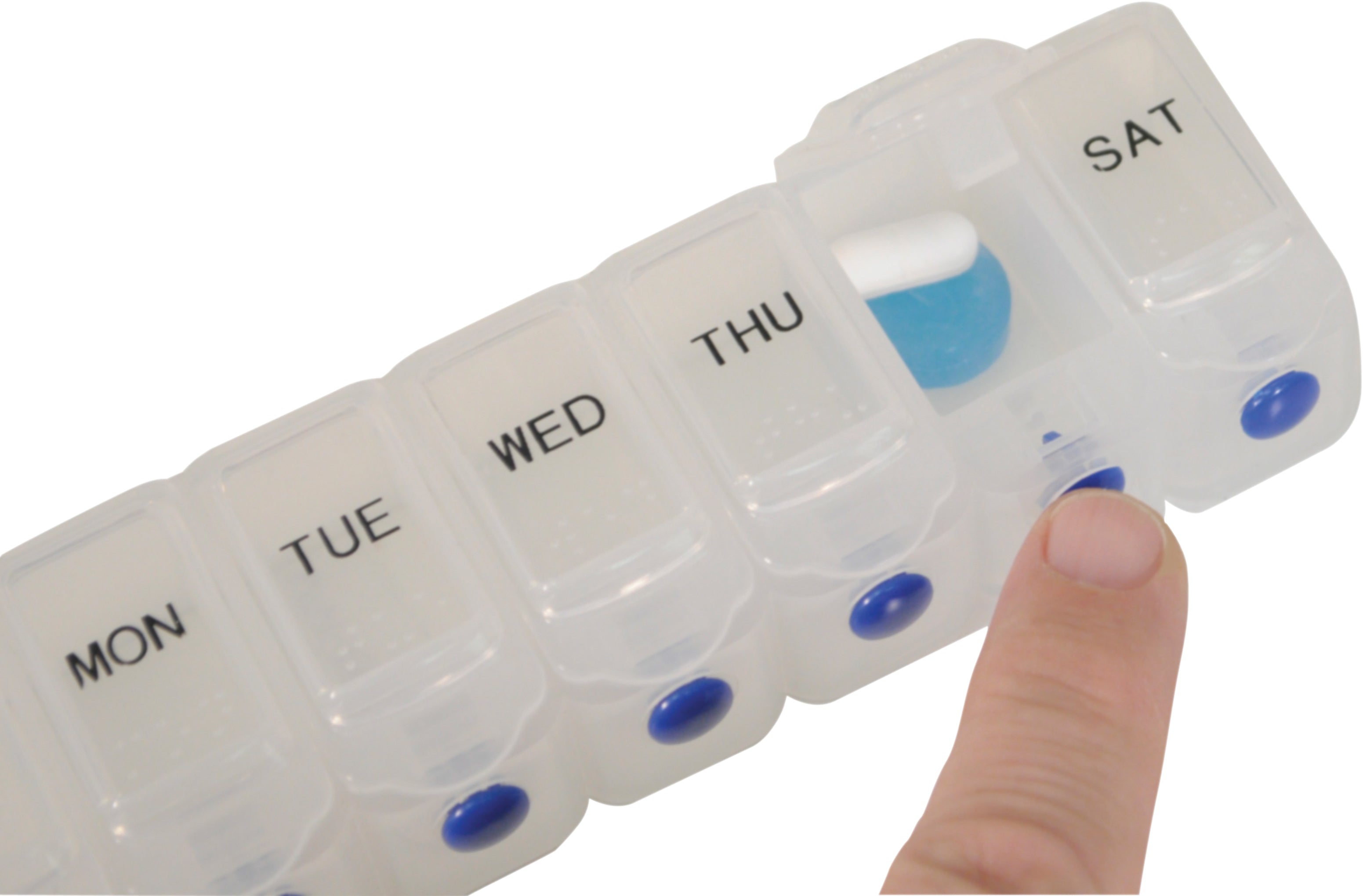 Deluxe Weekday Pill Dispenser with Push Button Release - VM930AB