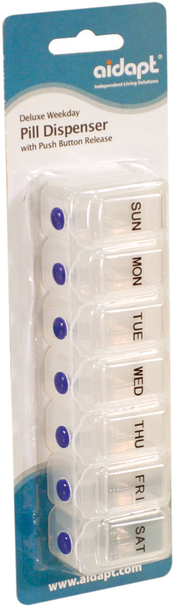 Deluxe Weekday Pill Dispenser with Push Button Release - VM930AB