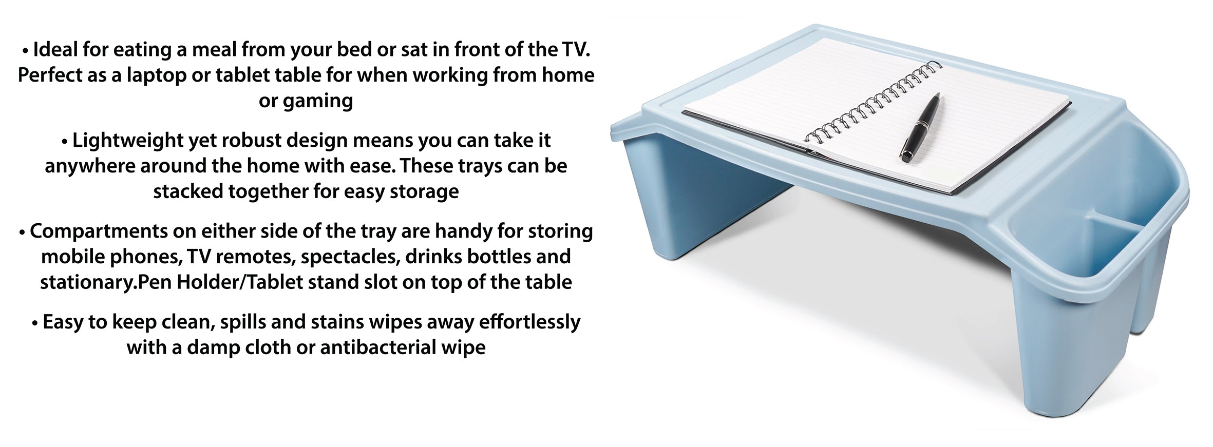 Plastic Bed Tray with Side Storage - VM938H