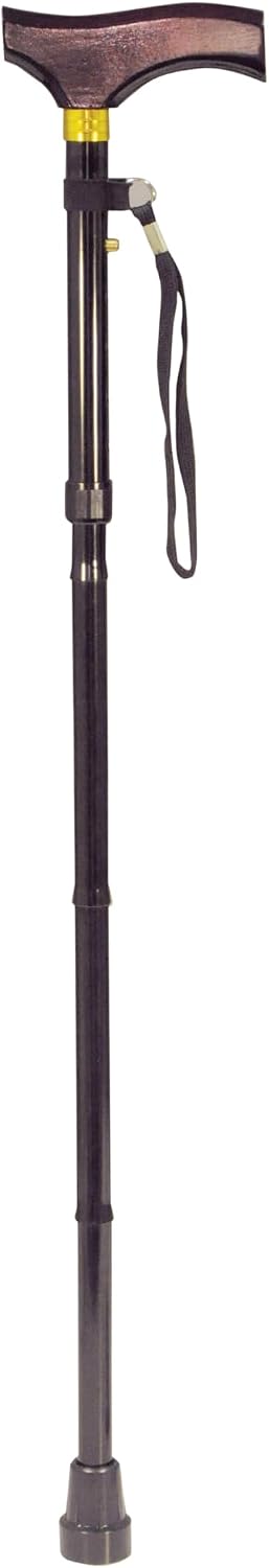 idapt Fold Down Adjustable Lightweight Walking Stick With Wood Handle - VP155F