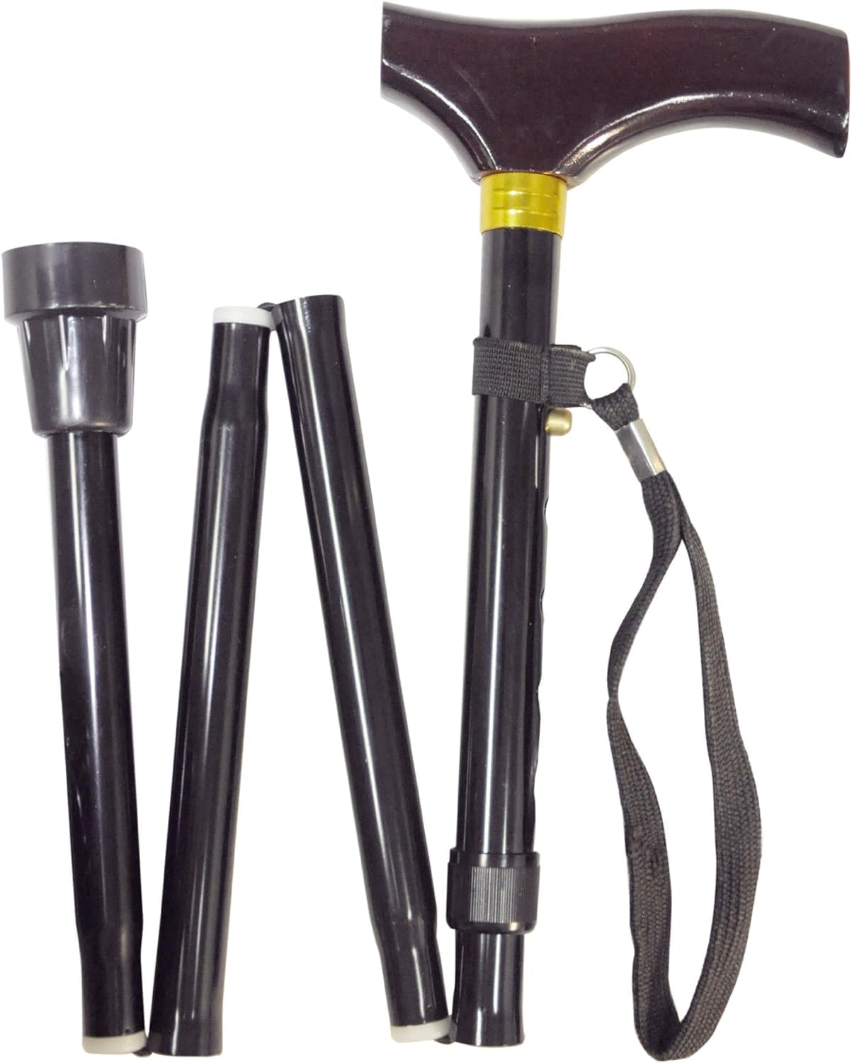 idapt Fold Down Adjustable Lightweight Walking Stick With Wood Handle - VP155F