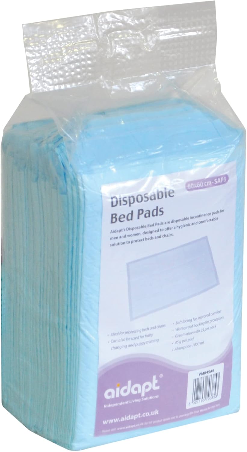 Aidapt Disposable Incontinence Bed & Sofa Pads 600x600mm - VM845AB