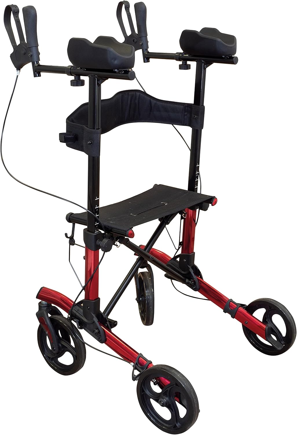 Lightweight Aluminium Rollator Red Mobility Walker for Limited Grip - VP187FR