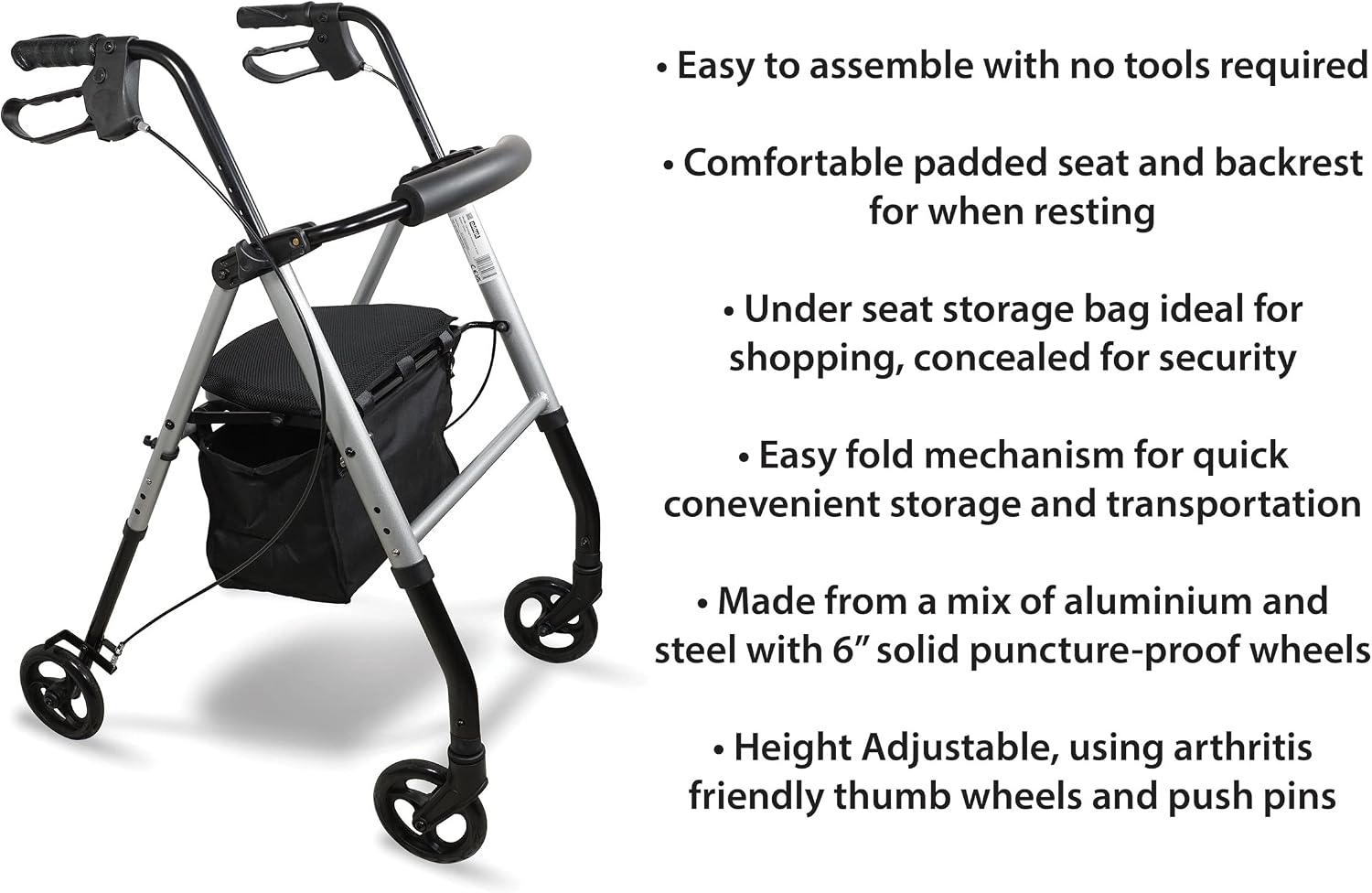 Lightweight Four Wheeled Rollator - 6