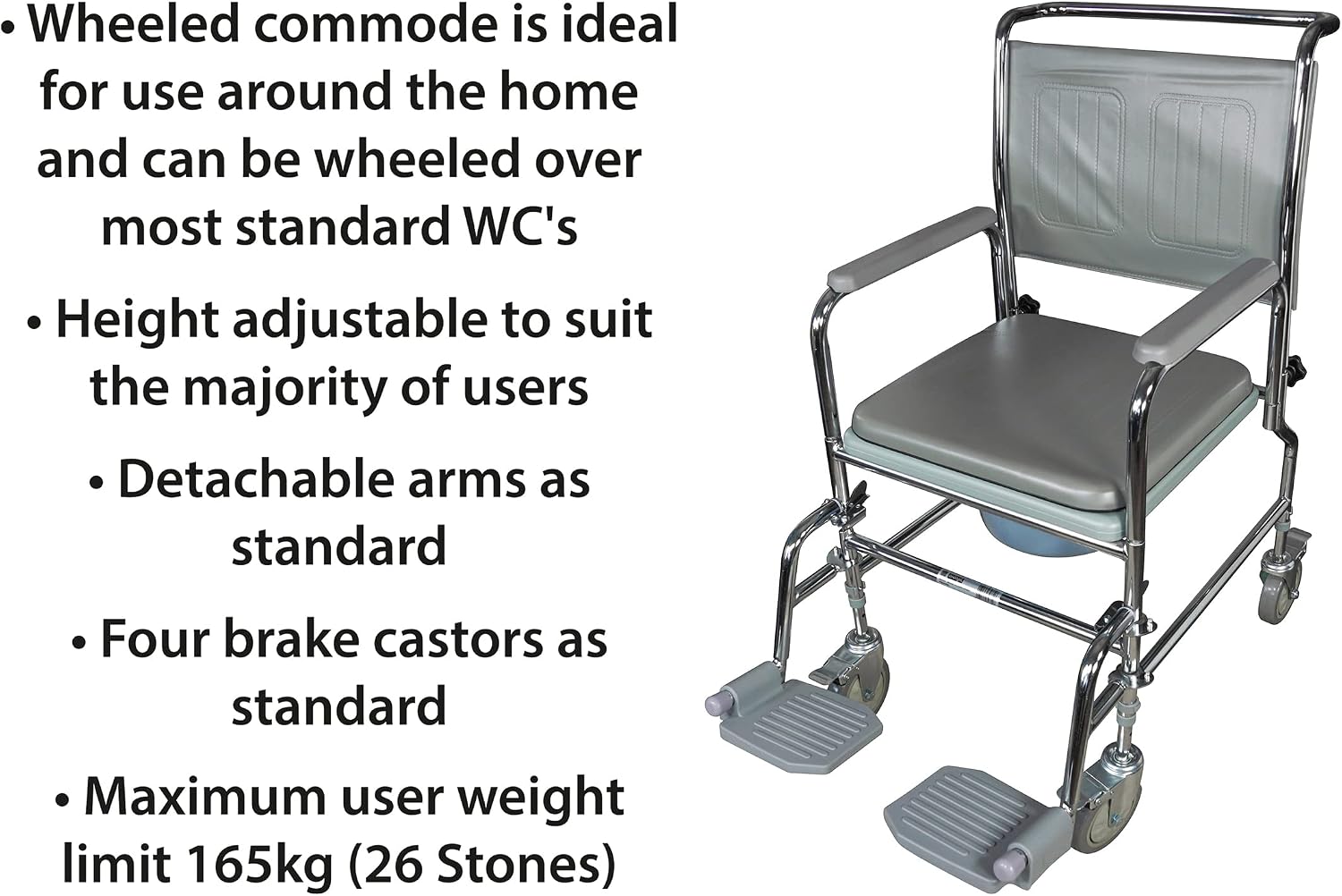 Height Adjustable Mobile Commode - VR231X