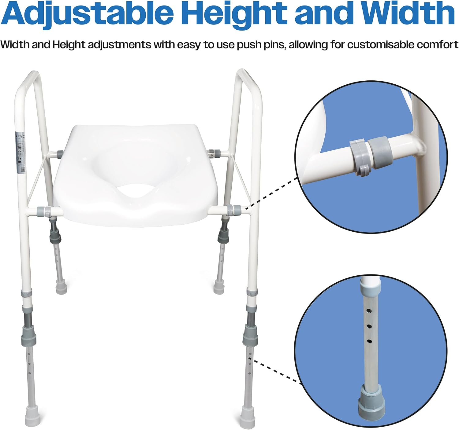 Aidapt Raised Toilet Seat & Frame Height and Width Adjustable - VR220X