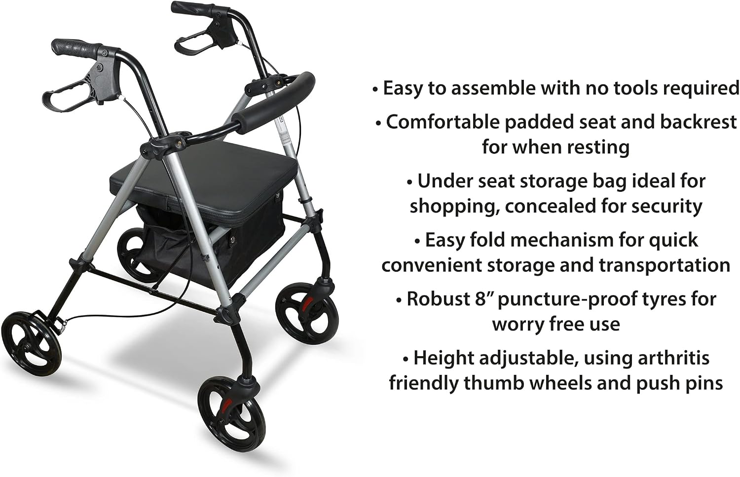 Lightweight Four Wheeled Rollator - 8
