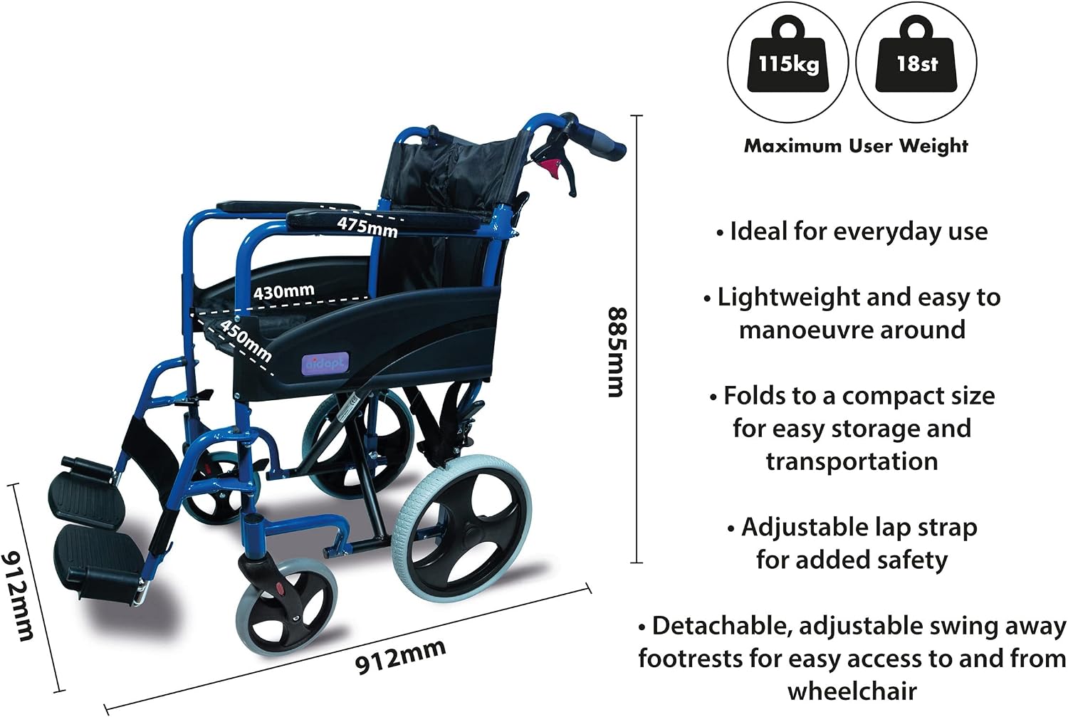 Compact Transport Aluminium Wheelchair - VA170